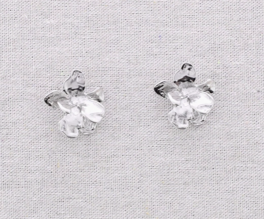 BOUCLES D'OREILLE - Fleur argentée