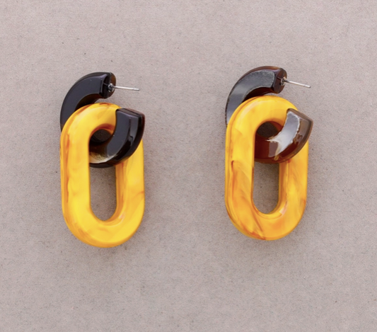 BOUCLES D'OREILLE - Anneau en résine - Jaune
