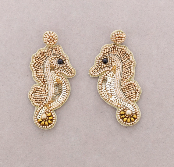 BOUCLES D'OREILLE - Hippocampe doré