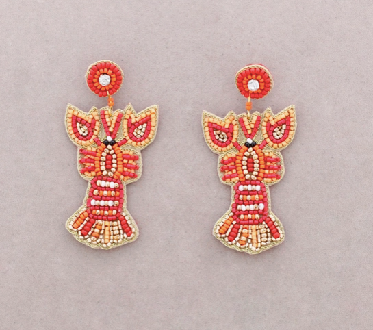 BOUCLES D'OREILLE - Homard rouge