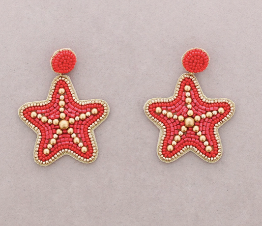 BOUCLES D'OREILLE - Etoile de mer - Rouge