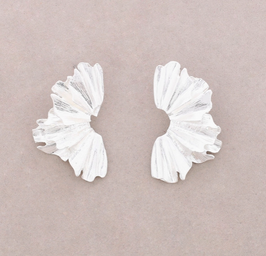 BOUCLES D'OREILLE - Demi fleur - Argent
