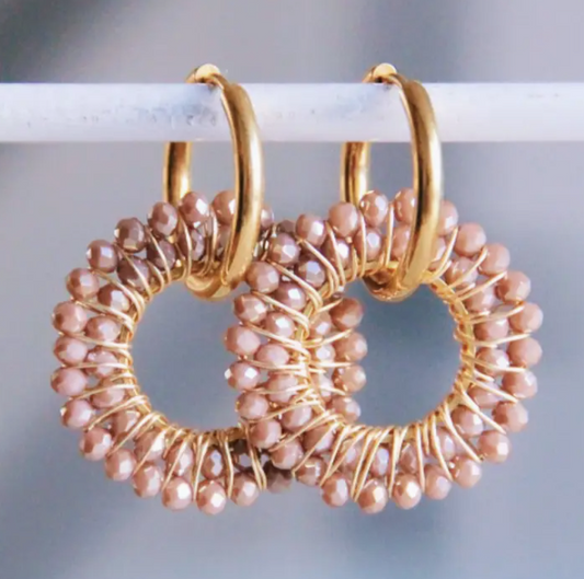 BOUCLES D'OREILLE - Perles roses