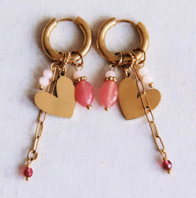 BOUCLES D'OREILLE - Coeur et chaine