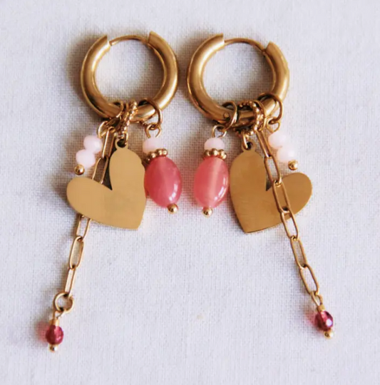 BOUCLES D'OREILLE - Coeur et chaine