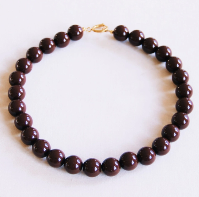 COLLIER EN PIERRE NATURELLE - Marron