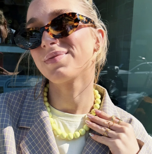 COLLIER EN PIERRE NATURELLE - Jaune citron