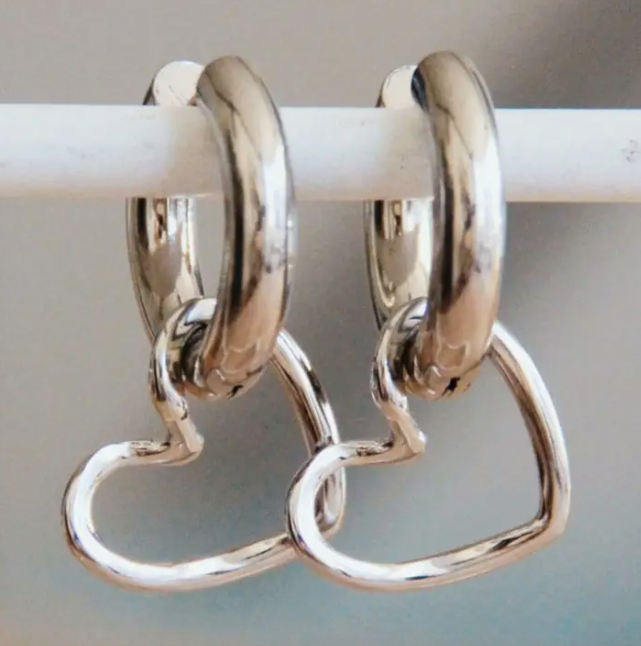 BOUCLES D'OREILLE - Créole et coeur argent