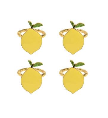 LOT X4 RONDS DE SERVIETTE CITRON