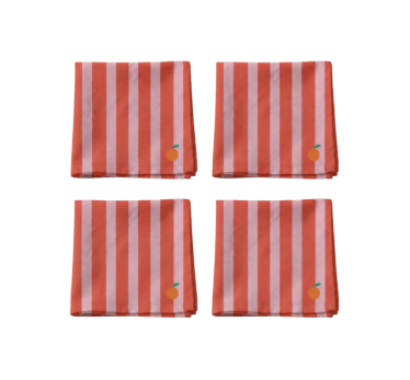 LOT 4 SERVIETTES - Rayée / Orange