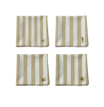 LOT 4 SERVIETTES - Rayée / Mer