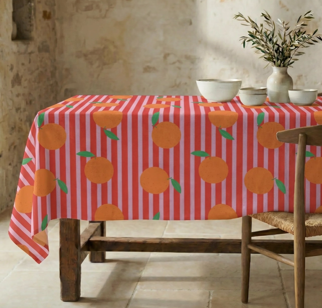 NAPPE ANTI-TACHE - Rayée rose/orange - 3 tailles