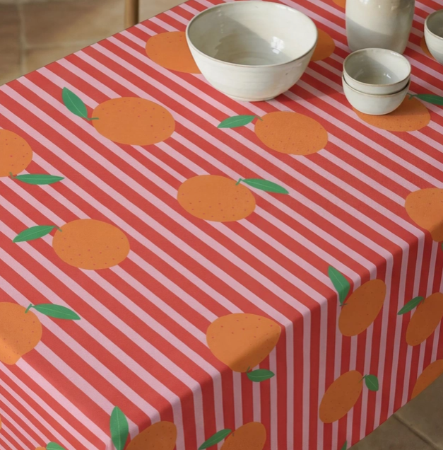 NAPPE ANTI-TACHE - Rayée rose/orange - 3 tailles