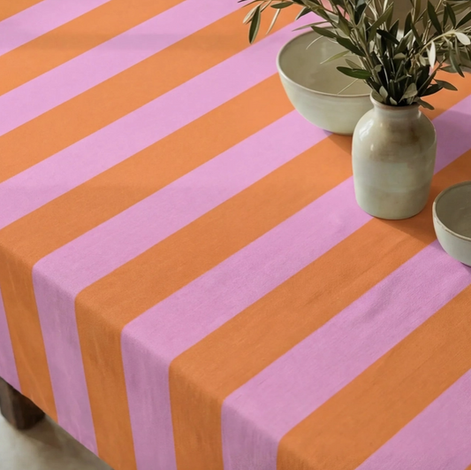 NAPPE ANTI-TACHE - Grosse rayures roses/oranges - 3 tailles