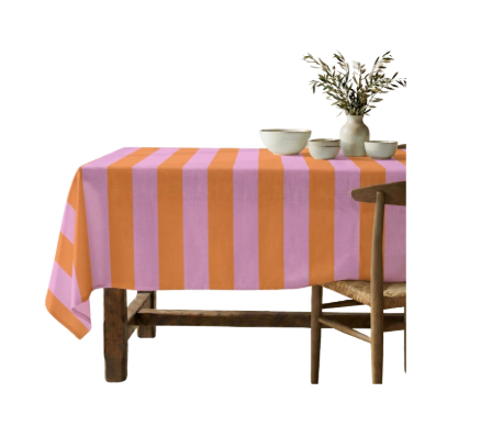 NAPPE ANTI-TACHE - Grosse rayures roses/oranges - 3 tailles