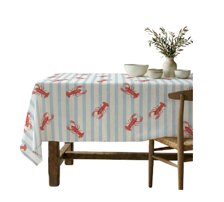 NAPPE ANTI-TACHE - Rayures bleues / homard - 3 tailles