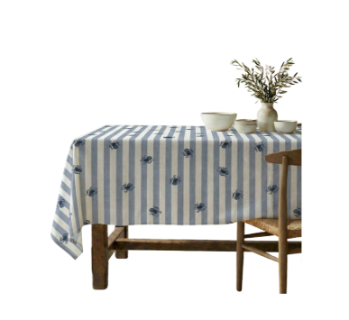 NAPPE ANTI-TACHE - rayures bleues/ poulpe - 155x155 cm
