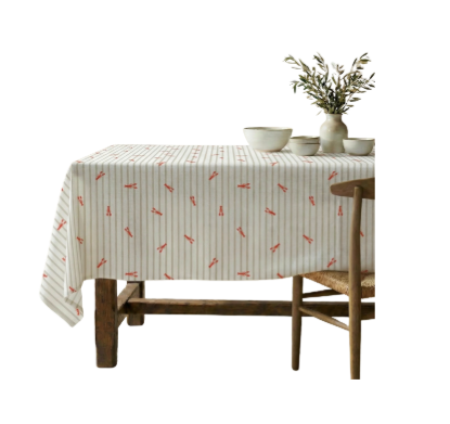 NAPPE ANTI-TACHE - Rayures beiges / Homard - 5 tailles
