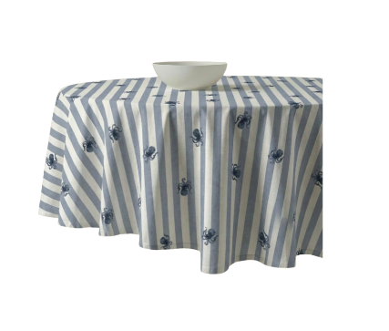 NAPPE ANTI-TACHE - Rayures bleues / Poulpe - Ronde 2 tailles