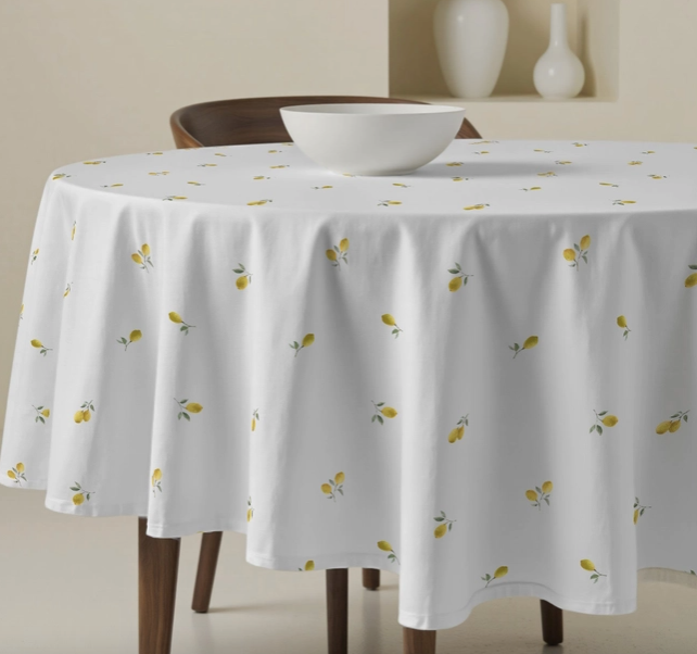 NAPPE ANTI-TACHE - Citron - Ronde 120 cm