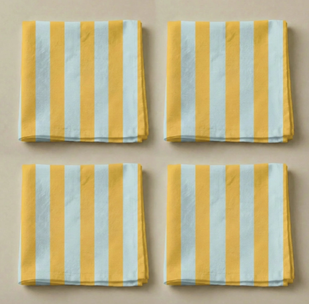 LOT 4 SERVIETTES - Rayées / jaune