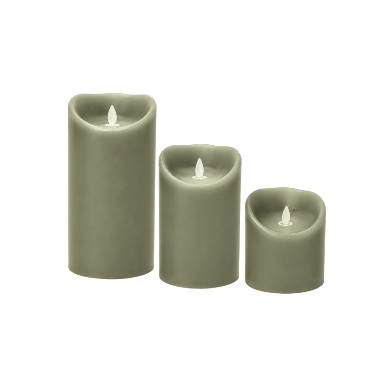SET 3 BOUGIES LED KAKI