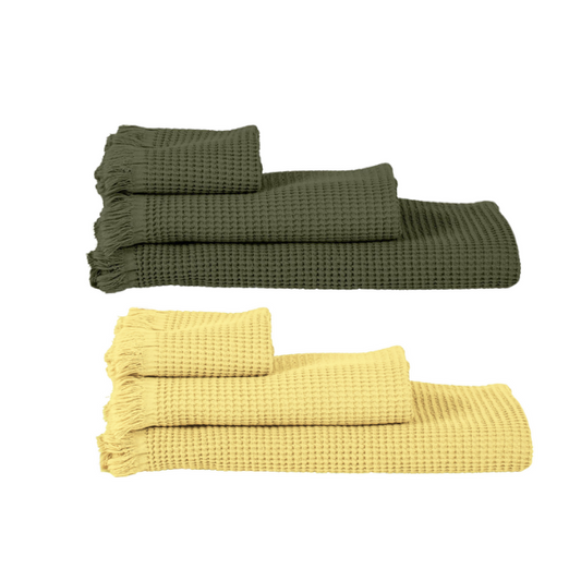LINGE DE BAIN EN COTON - Jaune/Kaki