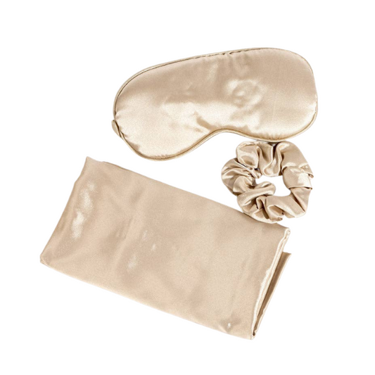 SET MASQUE + TAIE D'OREILLER + CHOUCHOU EN SOIE