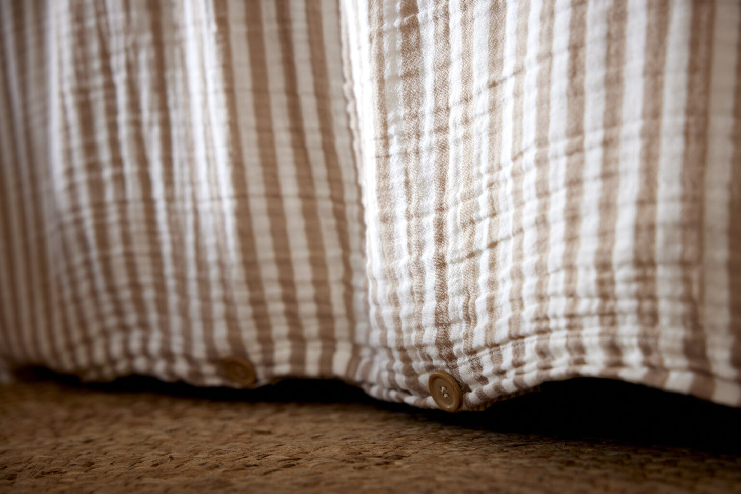 HOUSSE DE COUETTE -  RAYURES BEIGES
