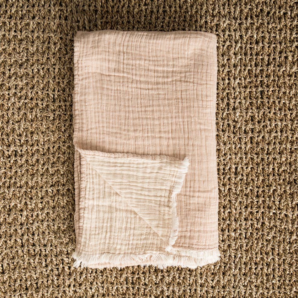 Plaid en gaze de coton taupe/sable