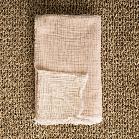 Plaid en gaze de coton taupe/sable