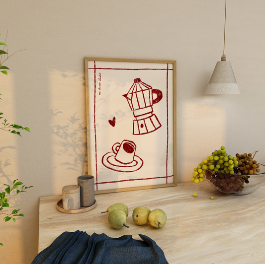 Cafetière imprimée bordeaux