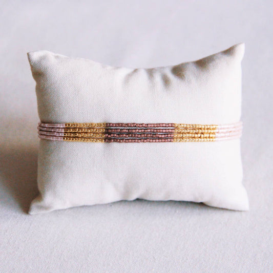 BRACELET PERLES - nude/taupe/plaqué or