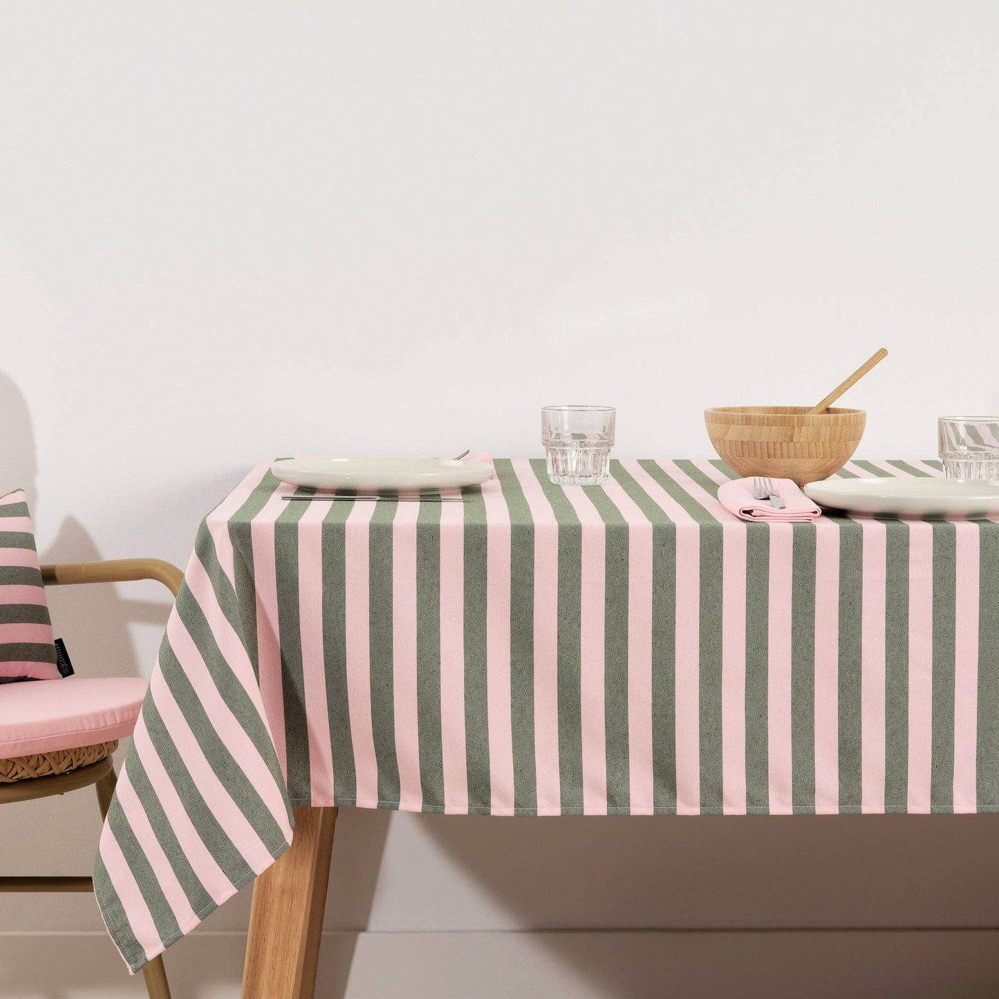 NAPPE Hydrofuge - Rayures roses et vertes