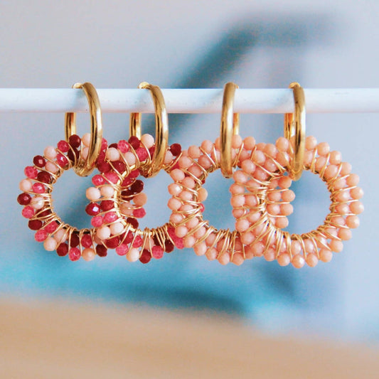 BOUCLE D'OREILLES PENDENTIF – mélange rose/rouge