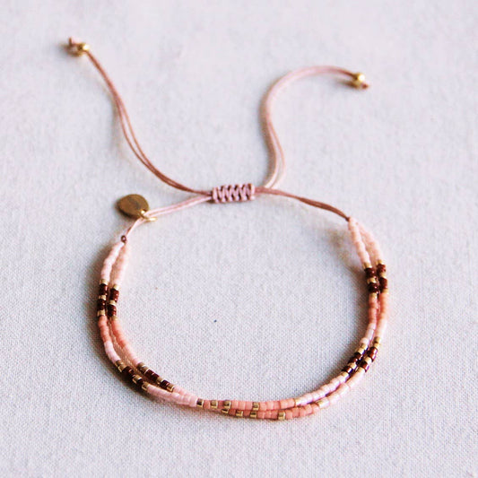 BRACELET EN PERLES -  rose/nude/bordeaux