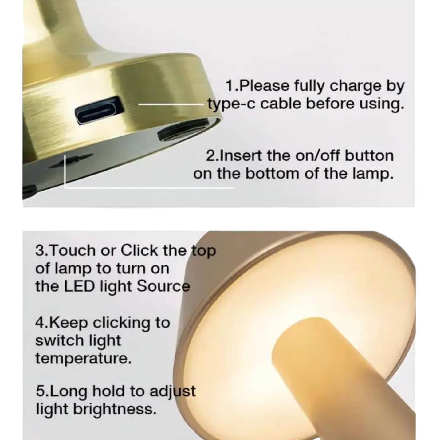 LAMPE TACTILE RECHARGEABLE - ARGENT