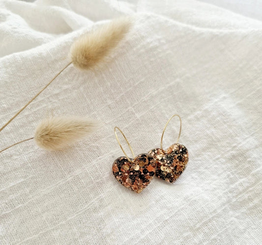 BOUCLE D'OREILLE CRÉOLE NOIRE/OR