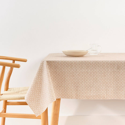 NAPPE CIRÉE - Beige petit pois blancs