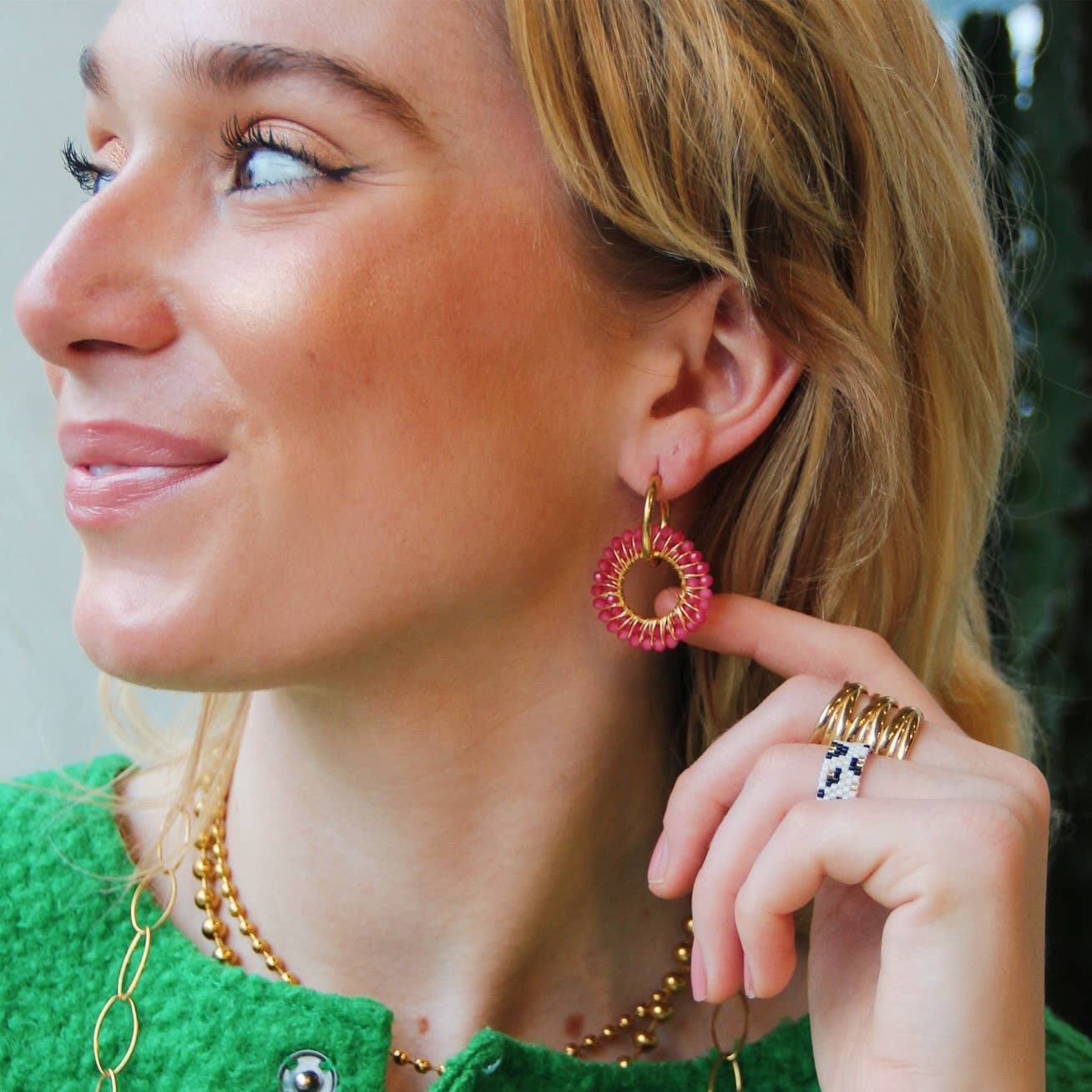 BOUCLE D'OREILLE PENDENTIF - Rose