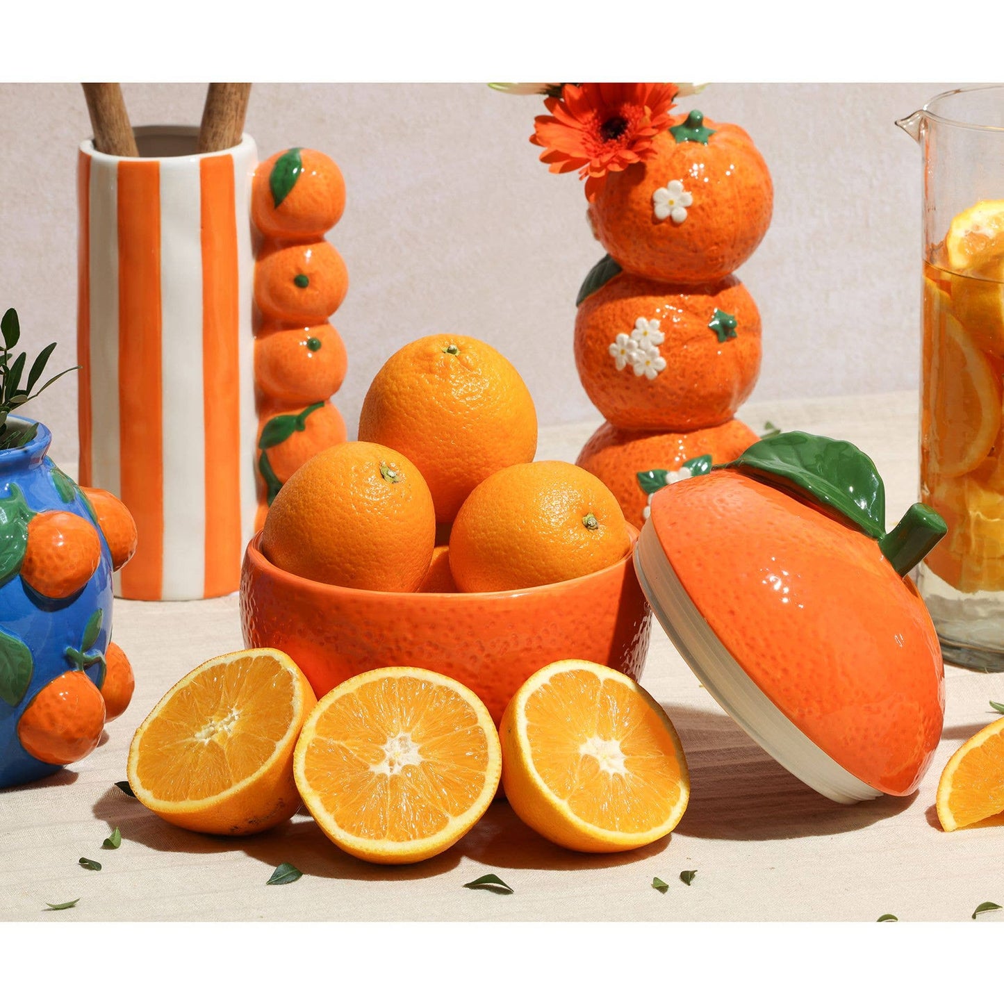 VASE RAYÉ - Orange