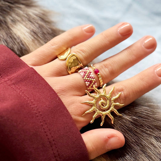 BAGUE TISSÉE - rouge/rose