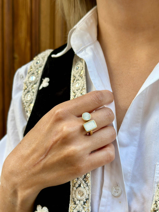 BAGUE EN LAITON - Blanc