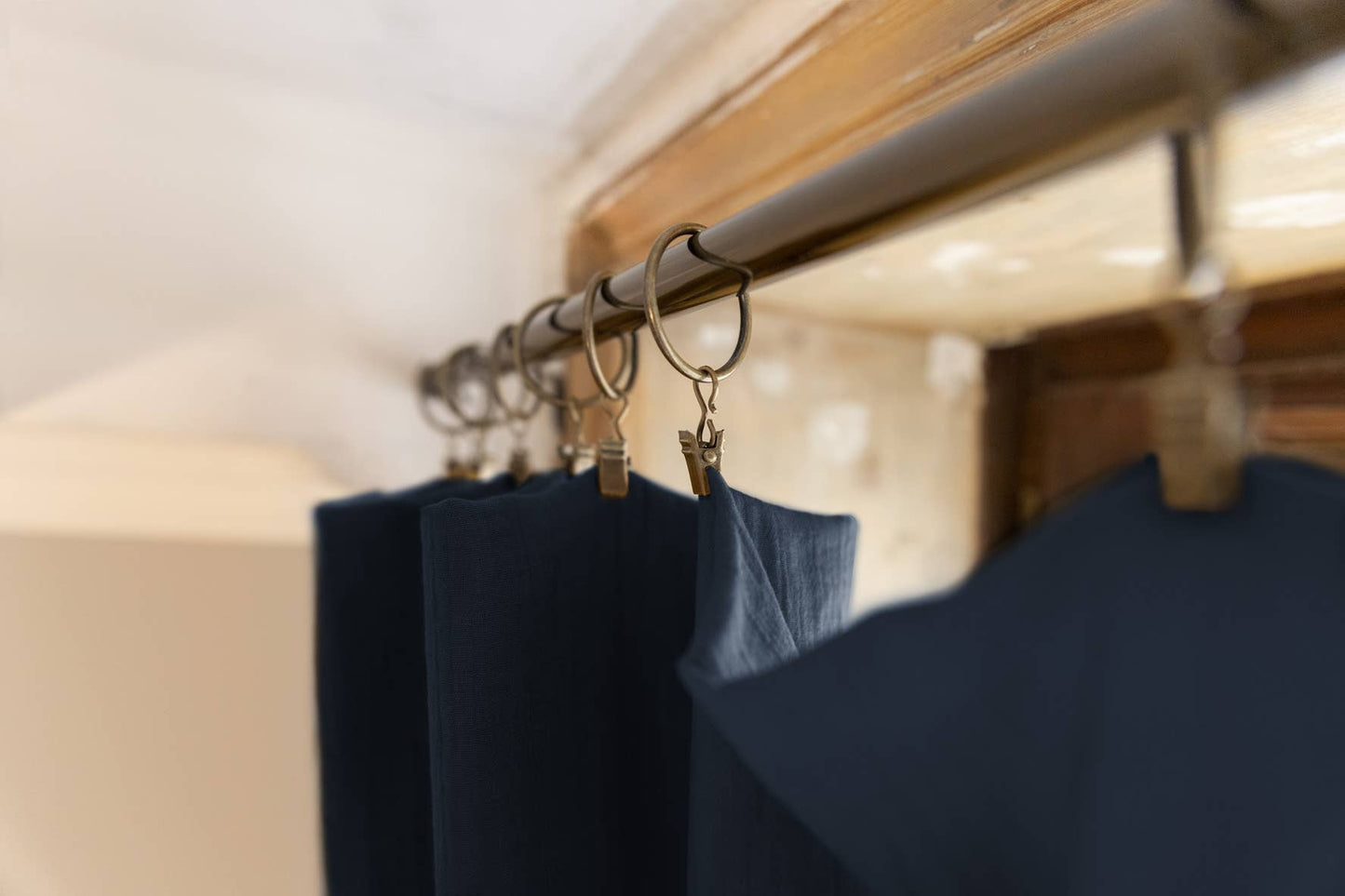 RIDEAU GAZ DE COTON - Bleu marine