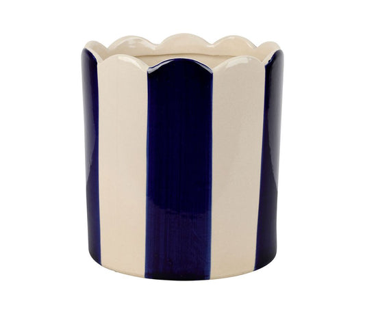 CACHE-POT RAYÉ BLEU