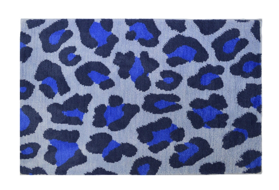 TAPIS DE BAIN LÉOPARD BLEU