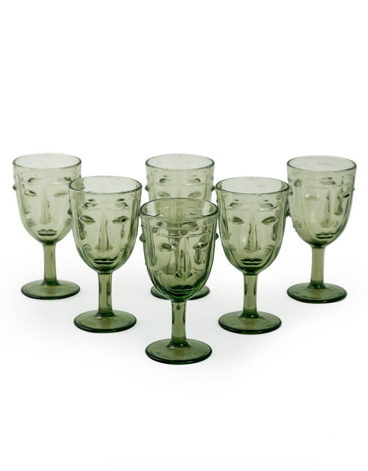 VERRES VISAGE VERT x6