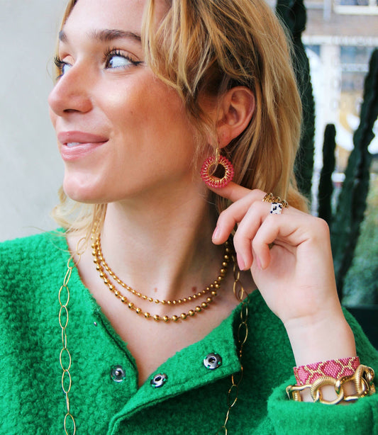 BOUCLE D'OREILLE PENDENTIF - Rose