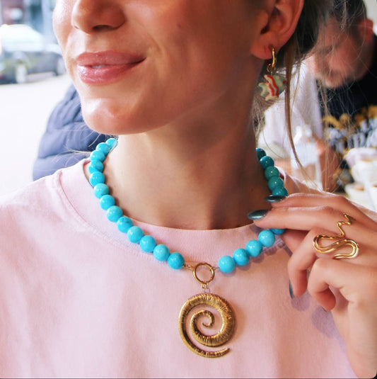 COLLIER EN PERLE NATURELLE - Bleu