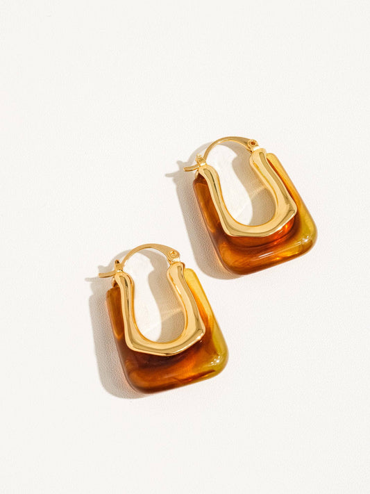 Créole boho en forme de U en or 18 carats Talia: Rouge